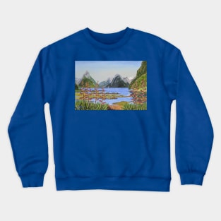 A clear day in Milford Sound, New Zealand Crewneck Sweatshirt